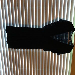 Black deep v-neck swim coverup